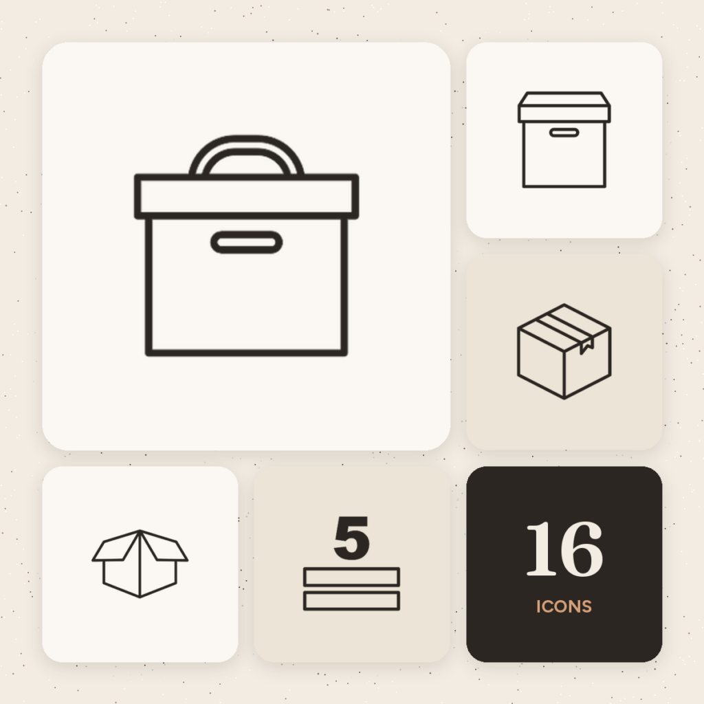 Boxes & Packaging Outline Icons Vol. 1 cover