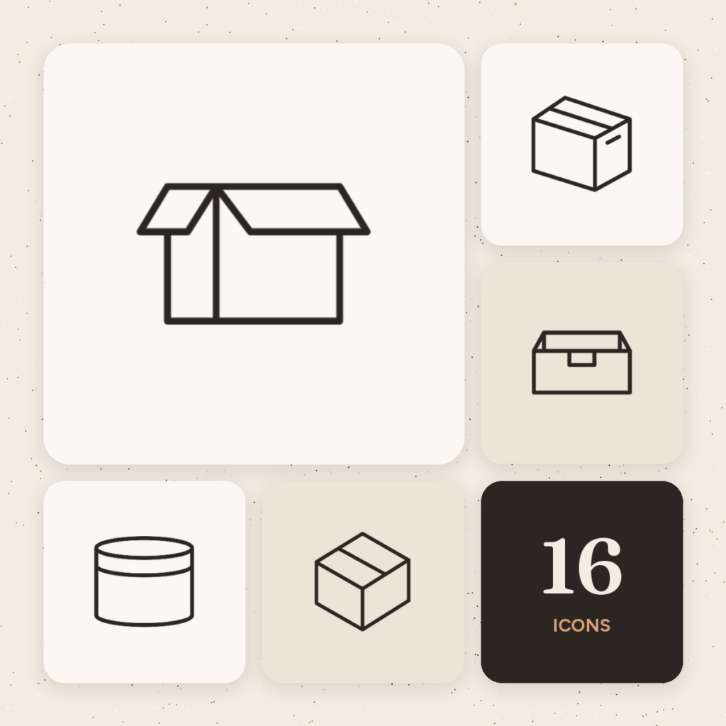 Boxes & Packaging Outline Icons Vol. 2 cover