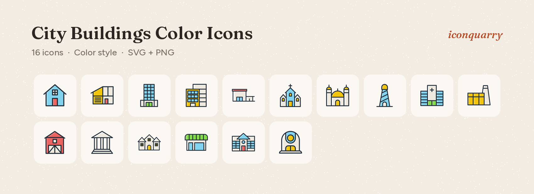 All icons in City Buildings Color Icons