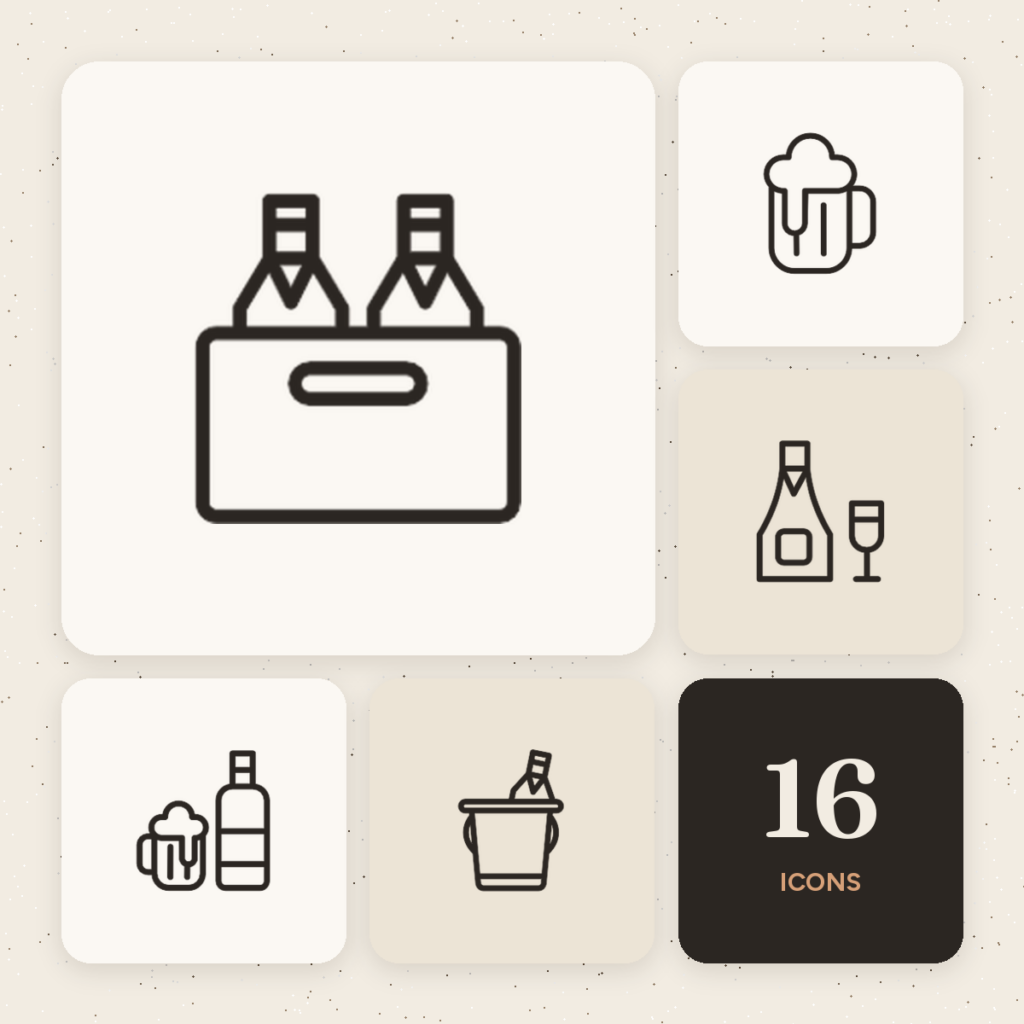 Drinks & Beverages Outline Icons Vol. 1 cover