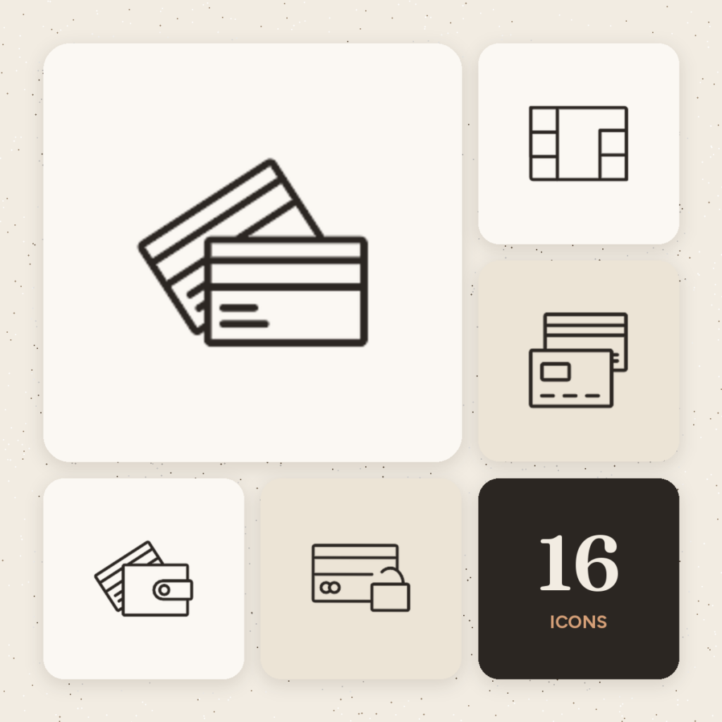 Payment Cards Outline Icons cover