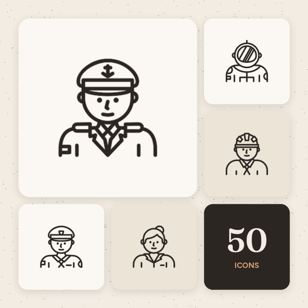 Profession Avatars Outline Icons cover