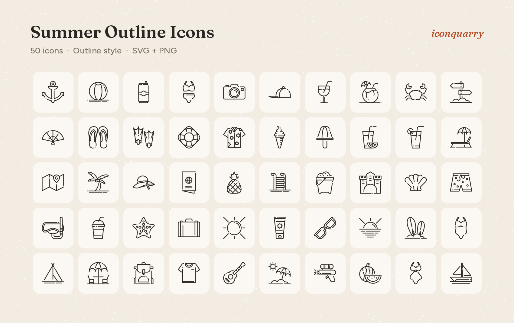 All icons in Summer Outline Icons