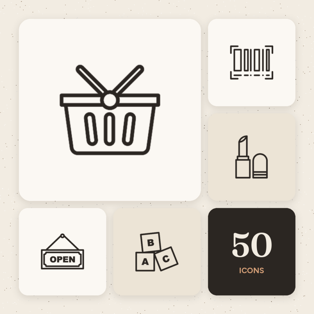 Supermarket Outline Icons cover